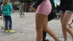 Candid HD German Pink Jean Shorts