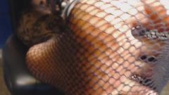 HD EXTREME Closeup Feet And Painted Toes In Fishnets