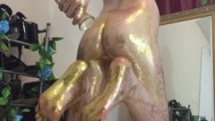 Oiled Golden Sparkle Feet Size 10 Huge Attractive Foot Oil Soles Toes Lucywants HD