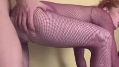 Redhead Bitch Ruined In Fishnets