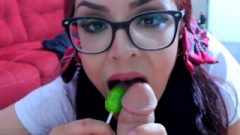 Naughty School Girl Gives Intruder Lollipop Blow Job