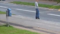 Man Pisses At The Bus Stop