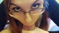 Filthy Babysitter Makes Happy Her Stepdaddy And Takes Facial On Her Glasses