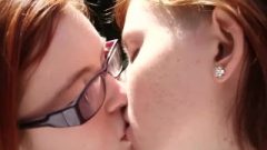 Sweet Hairy Dykes Lick Each Other Outdoors