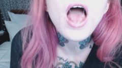 Pink Haired Whore Holds Mouth Wide Open For You )